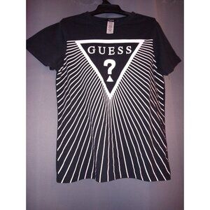 Guess Shirt Boys Size 8-10 Small Name Brand Black T-shirt Sunburst Design